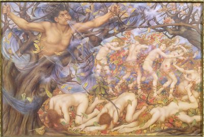 Boreas and Fallen Leaves by Evelyn De Morgan